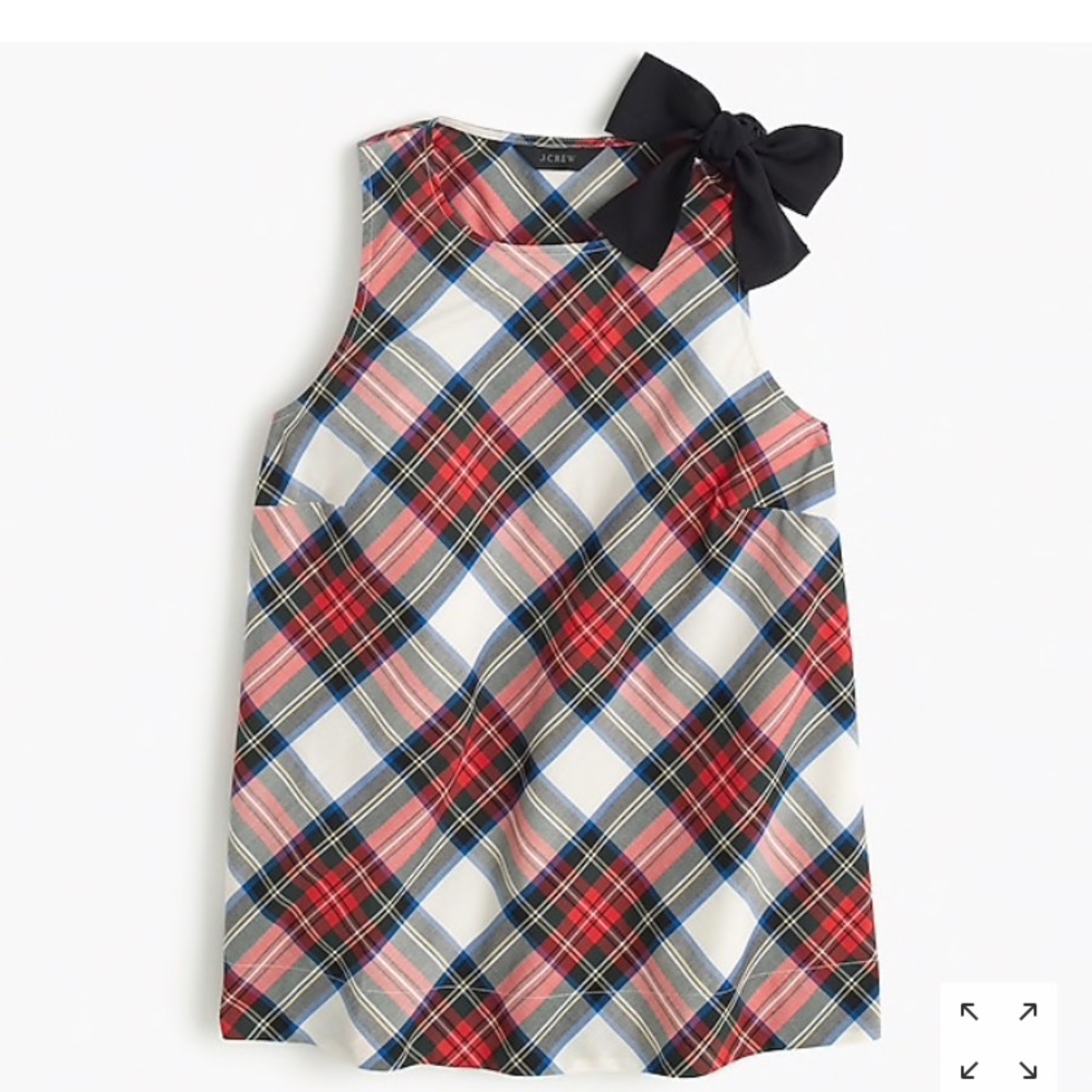J. Crew Bow Shoulder Top in Festive Plaid